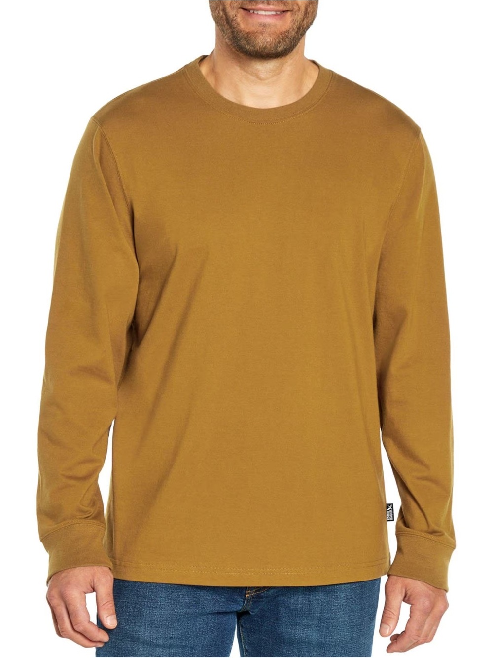 Eddie Bauer Men's Long Sleeve Crewneck Shirt - Mustard Brown